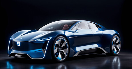 blue futuristic electric car