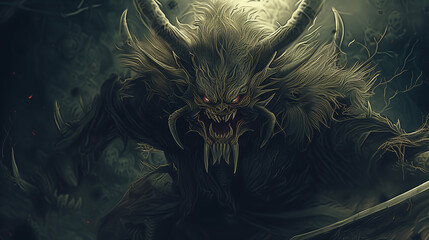 Ancient Mythological Beast Grotesque Monster - obrazy, fototapety, plakaty