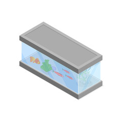 3D Isometric Flat  Set of Home Aquariums. Item 4