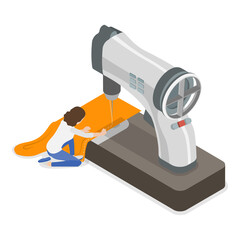 3D Isometric Flat  Illustration of Sewing Workshop. Item 2