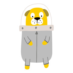 Cute dog in an astronaut suit, cute vector flat illustration.