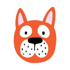 Cute face dog, colorful vector flat illustration.  