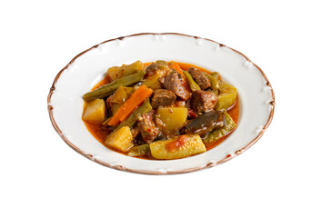 Turkish Food Turlu Mixed Vegetables with Cubed Meat.