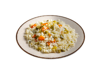 Rice with leeks from traditional Turkish cuisine - Turkish name; pirasali pirinc pilavi