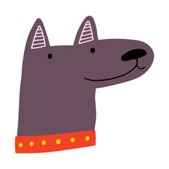 Cute face dog, colorful vector flat illustration.  