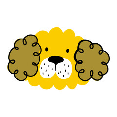 Cute face dog, colorful vector flat illustration.  