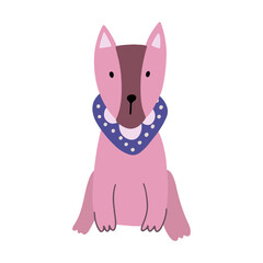 Cute dog, colorful vector flat illustration.  