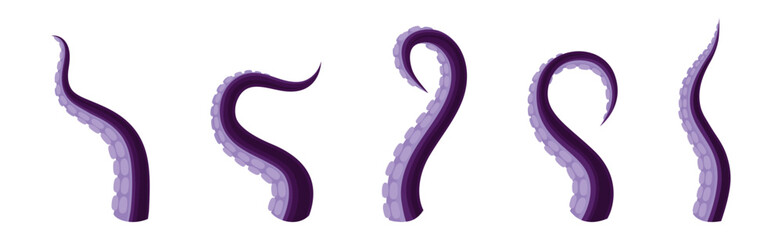 Octopus Tentacles as Limb of Ocean Creature Vector Set © Happypictures