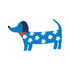 Cute dog, colorful vector flat illustration.  