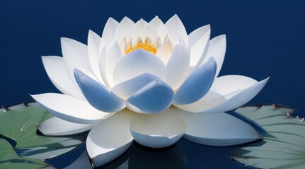 Songkran, Thai New Year, white lotus flower on the water on a blue background