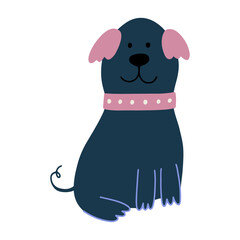Cute dog, colorful vector flat illustration.  