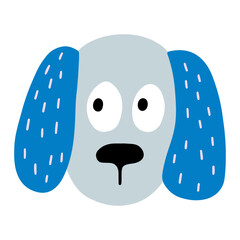 Cute face dog, colorful vector flat illustration.  