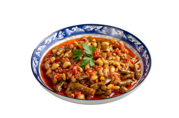 Traditional delicious Turkish food; fresh green black eyed peas food (Turkish name; Zeytinyagli yesil taze borulce or acebek)