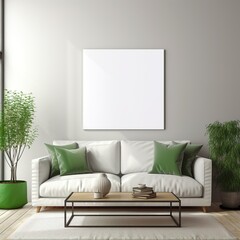 mock up posters frame on wall in modern interior background, living room