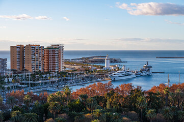 Malaga, Spain- view of the harbor.