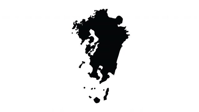 Animation forming a map of Kyushu in Japan