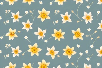 Repetitive daffodils floral pattern