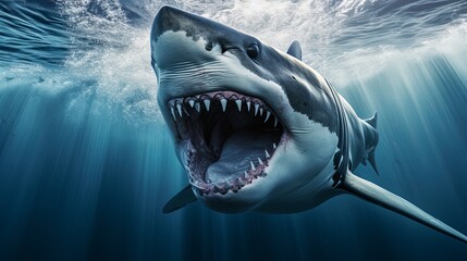 Shark With Its Mouth Open in the Water