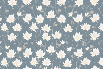 Repetitive lotus flowers floral pattern