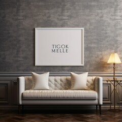 Mock up posters frame on wall in modern interior background, living room