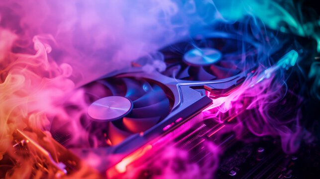 A graphics card on fire