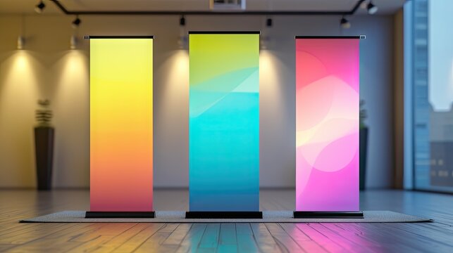 standee roll-up banners in a mockup presentation
