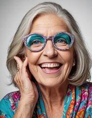 Joyful Bohemian: Laughter-Filled Portrait of a Stylish Senior