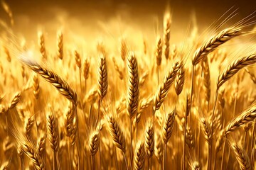 A 3D background of a golden wheat field, with detailed textures of the wheat stalks swaying in the...