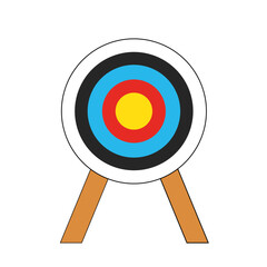 Archery target with stand. Aim, objective and goal. Vector illustration isolated on white.