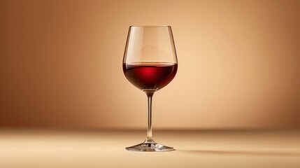  a glass of red wine sitting on top of a table next to a bottle of wine and a glass of wine in front of a brown background.
