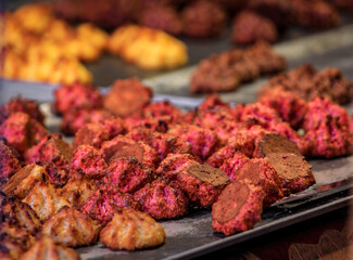 Colorful macarons cookies for sale at a French bakery in Riquewihr, France, a village on the Alsatian Wine Route