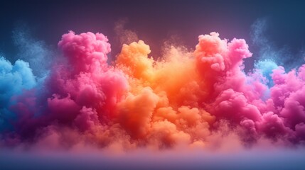  a group of clouds that have been colored in pink, blue, yellow, and orange on top of each other.