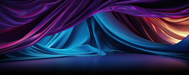 Brightly colored curtains in dark backgrounds
