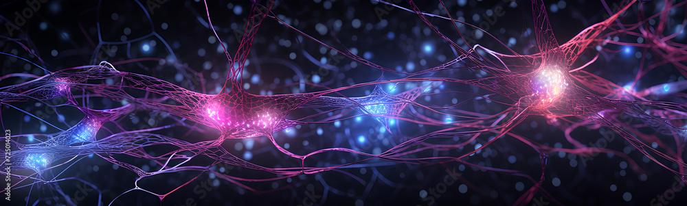 Wall mural neurons connected with electrical impulses inside an artificial intelligence.