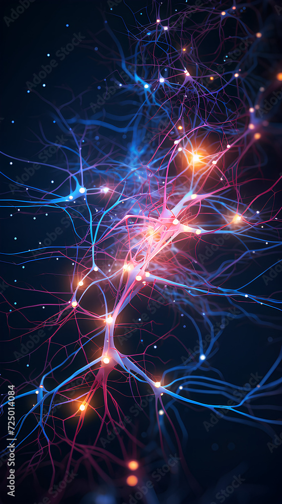 Sticker neurons connected with electrical impulses inside an artificial intelligence.