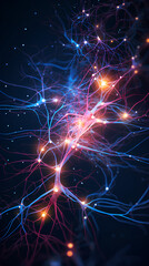 Neurons connected with electrical impulses inside an artificial intelligence.