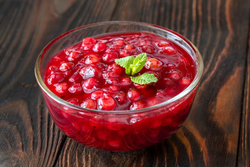 Bowl of lingonberry sauce