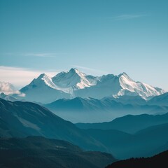 Beautiful mountains peaks view with clouds