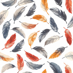 seamless pattern with feathers, multicolor feathers