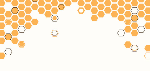 Beehive honeycomb banner vector illustration. Bee honey shapes texture