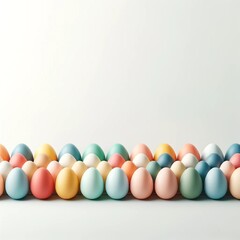 Pastel Easter Eggs with on bright background