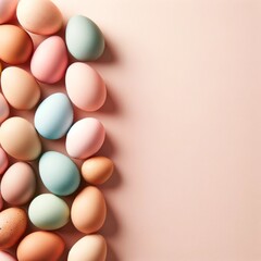 Pastel Colored Easter Eggs with Copy Space
