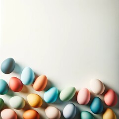 Pastel colored easter eggs with space for text