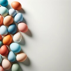 Pastel easter eggs with copy space