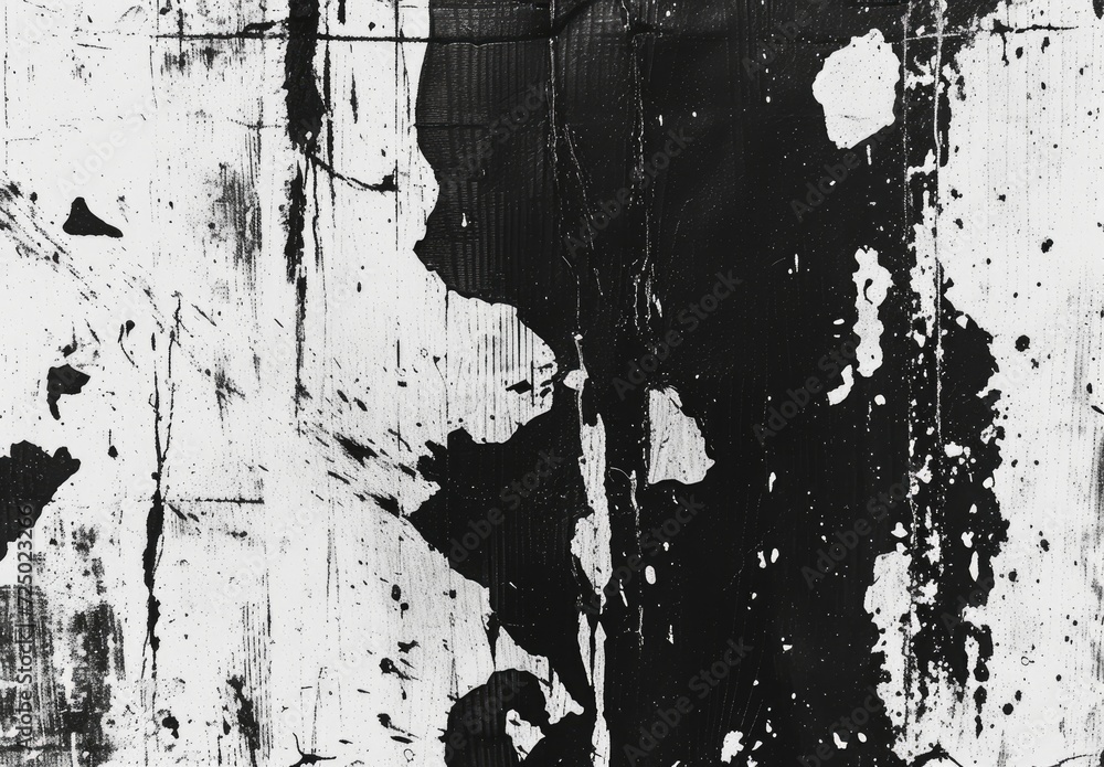 Poster black and white texture with grunge metal and dust scratch patterns.