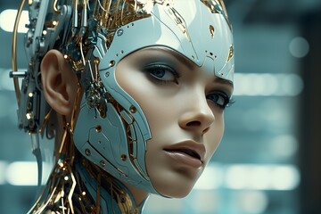 female robot with a futuristic hairstyle