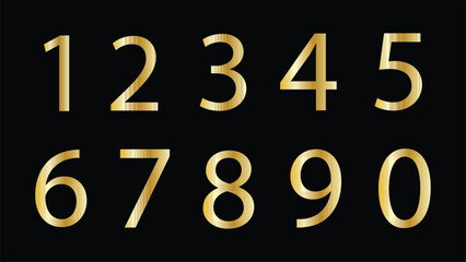 yellow metal numbers on black background. Vector illustration. EPS file 198.