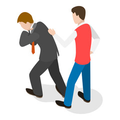 3D Isometric Flat Vector Illustration of First Aid Procedure For Choking, Heimlich Maneuver. Item 2