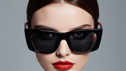 woman wearing square black sunglasses ai generated
