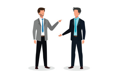 Conflict Resolution and Conflict at workplace, Conflict at Work Between two person who Quarrelling and Point out Index Finger Pointing Out by Discussion between two Employee and Boss Manager Conflict